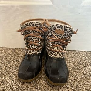 Kids Leopard Sperry Boots